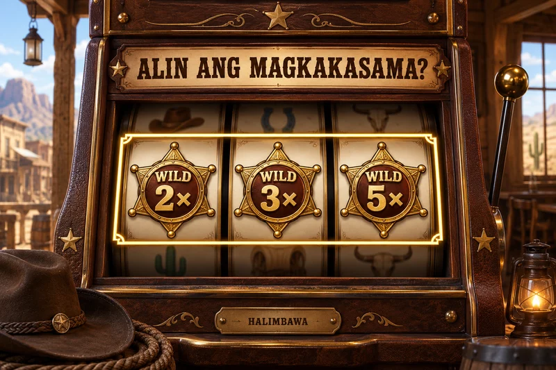 Orihinal na slot concept: Wild West Gold. Addition ng multiplier Wilds, hiwalay sa retention sa bonus. Hindi actual provider screenshot.